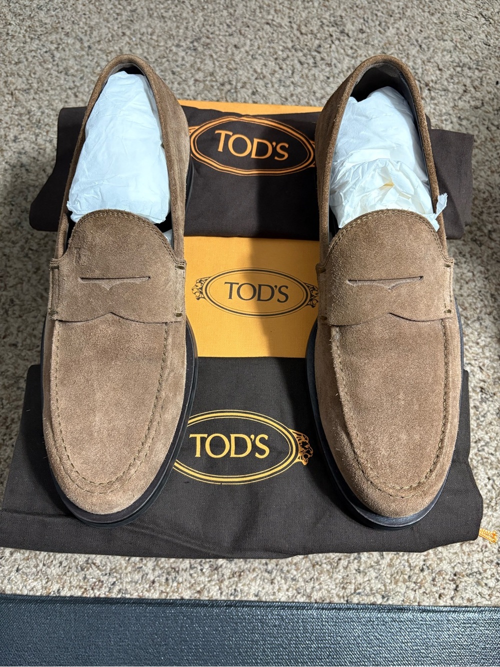 TOD'S Men's Suede Loafers in Light Brown